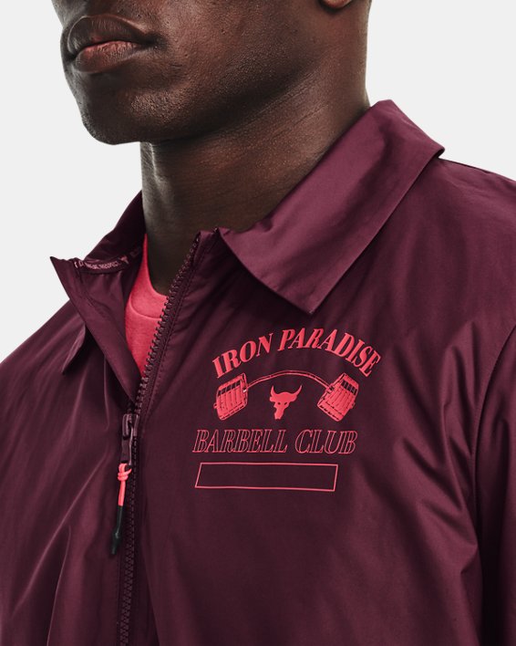 Men's Project Rock Iron Paradise Jacket, Maroon, pdpMainDesktop image number 3